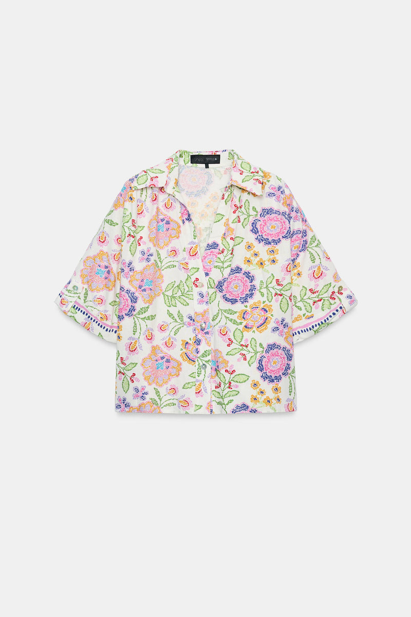 Floral Linen Blend Shirt
