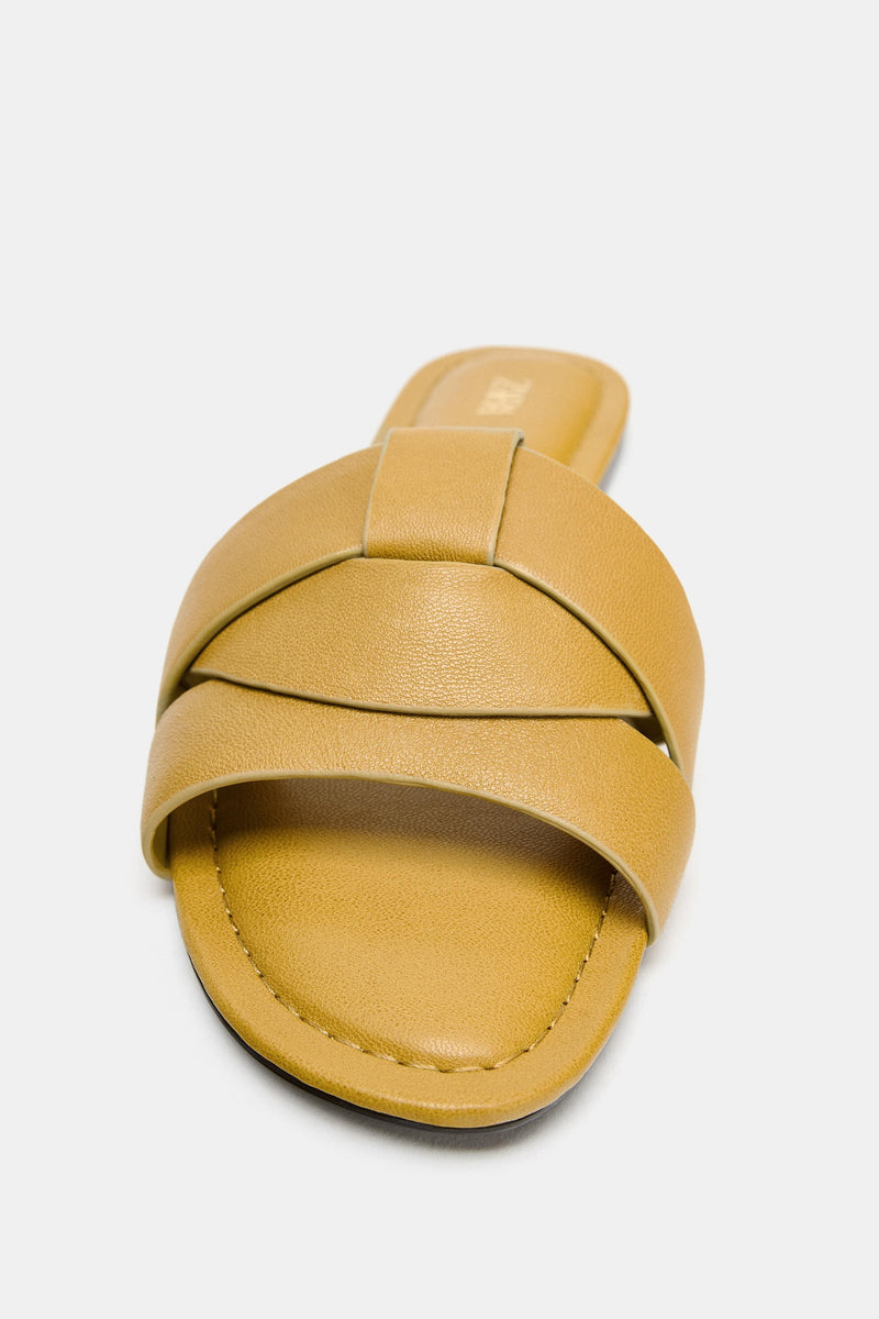 Flat Leather Criss-Cross Sandals